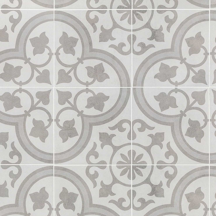 Cascais Silver Ornate 9x9 Matte Porcelain Tile