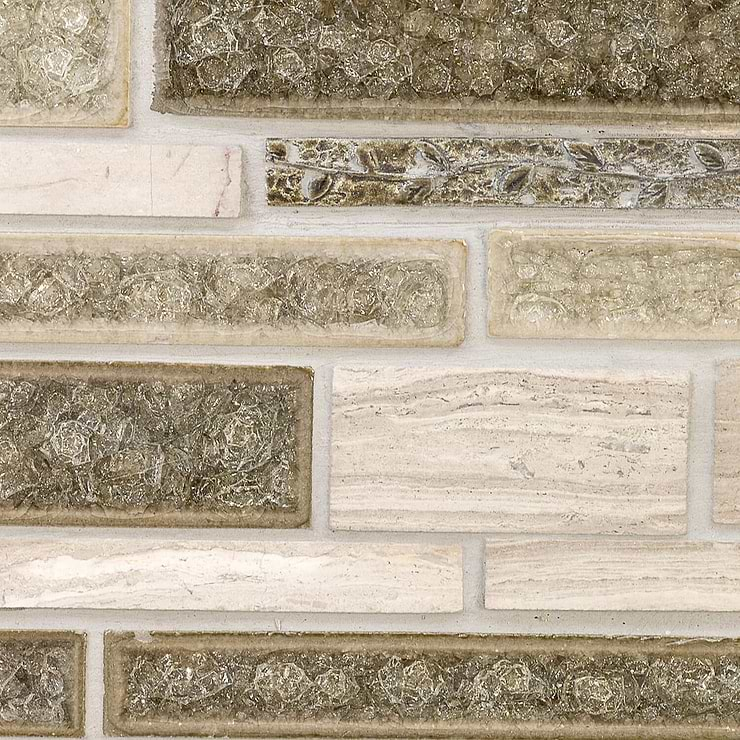 Shangri-La Wooden Beige Random Brick Glass & Stone Tile