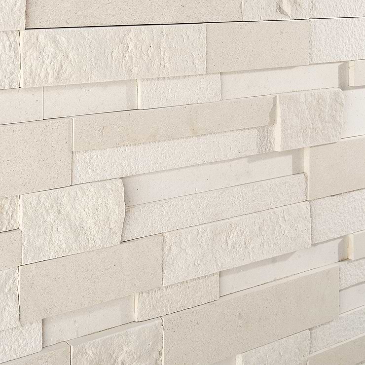 StackStone 3D Ebbor Beige & Cream Marble Ledger Panel Mosaic Wall Tile