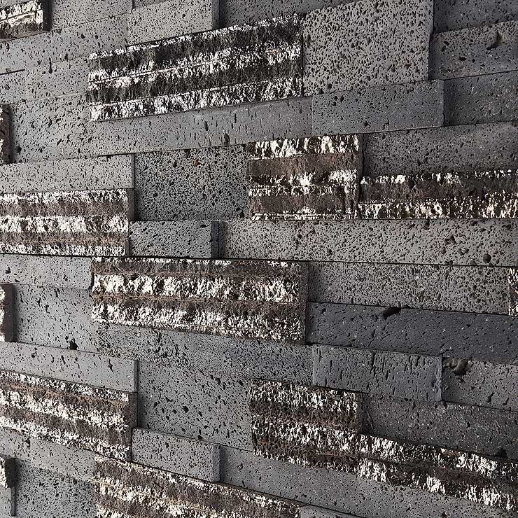 StackStone 3D Steel Gray Marble Ledger Panel Mosaic Wall Tile