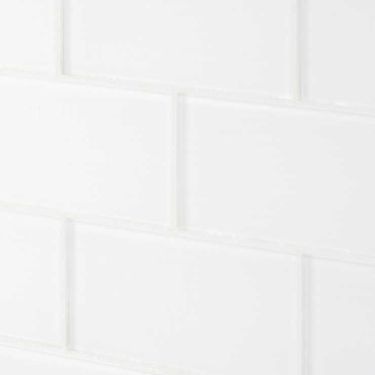 Loft Super White Frosted 3x6 Glass Subway Wall Tile