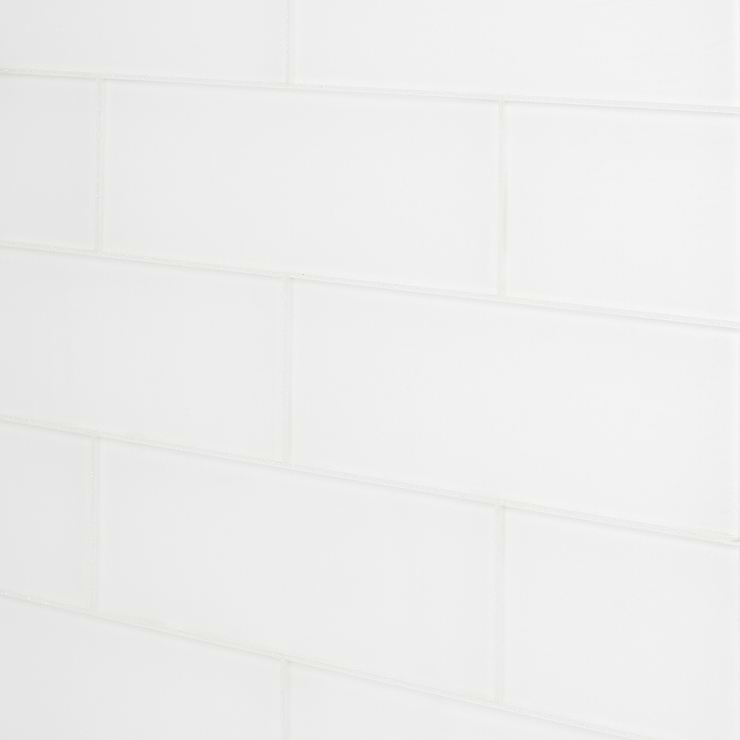 Loft Super White 4x12 Frosted Glass Subway Wall Tile