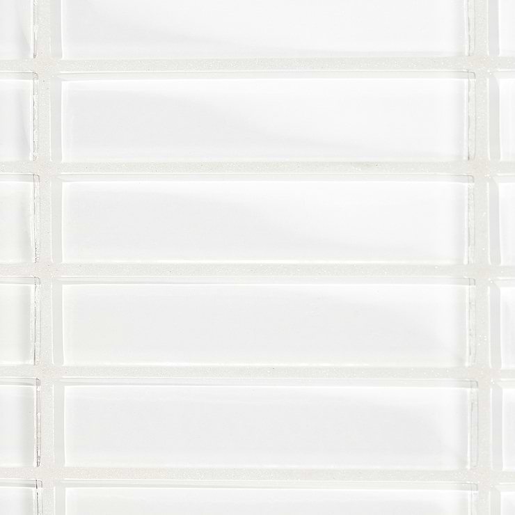 Loft Super White 1x4 Polished Glass Brick Mosaic Tile