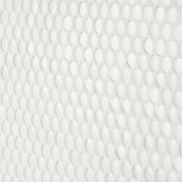 Loft Super White 3/4" Glass Penny Round Tile