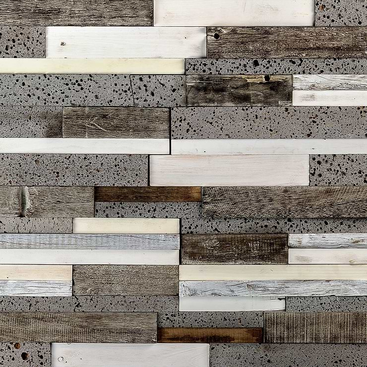 Driftwood Pale Moon Wood Mosaic Tile