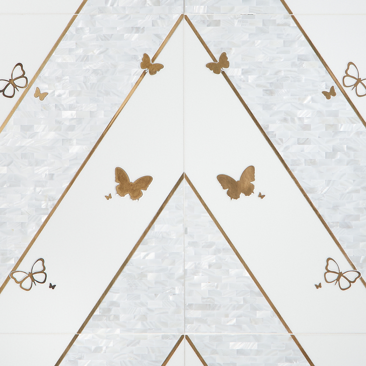 Timeless Butterflies Perla Brass 12x18 Polished Nanoglass Tile By Elizabeth Sutton