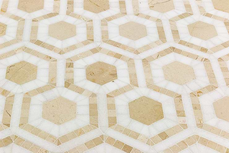 COSMOS CREMA & THASSOS HEXAGON MARBLE TILE