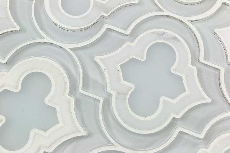 Kensington Super White Glass & Asian Statuary Marble Tile