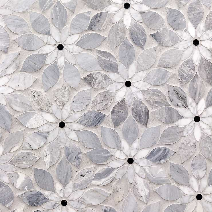 Wildflower  Blue Note Marble Tile 