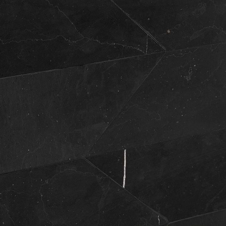 Nero Marquina 3x12 Chevron Honed Marble Tile