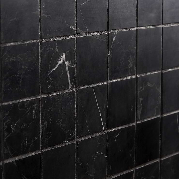 Nero Marquina 2x2 Honed Marble Mosaic Tile