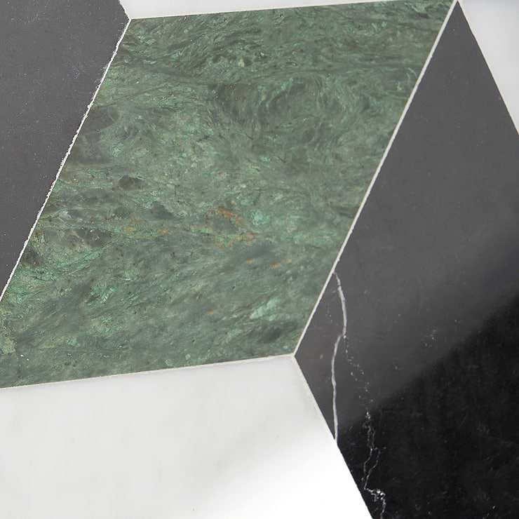 Havasar Verde Green 8x9 Polished Marble Mosaic Tile