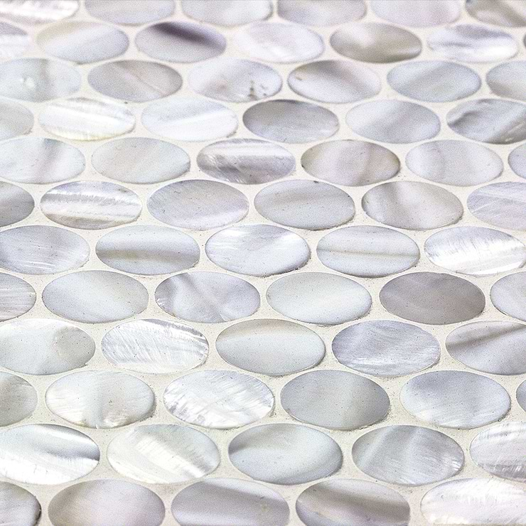 Oyster White Pearl Penny Round Tile