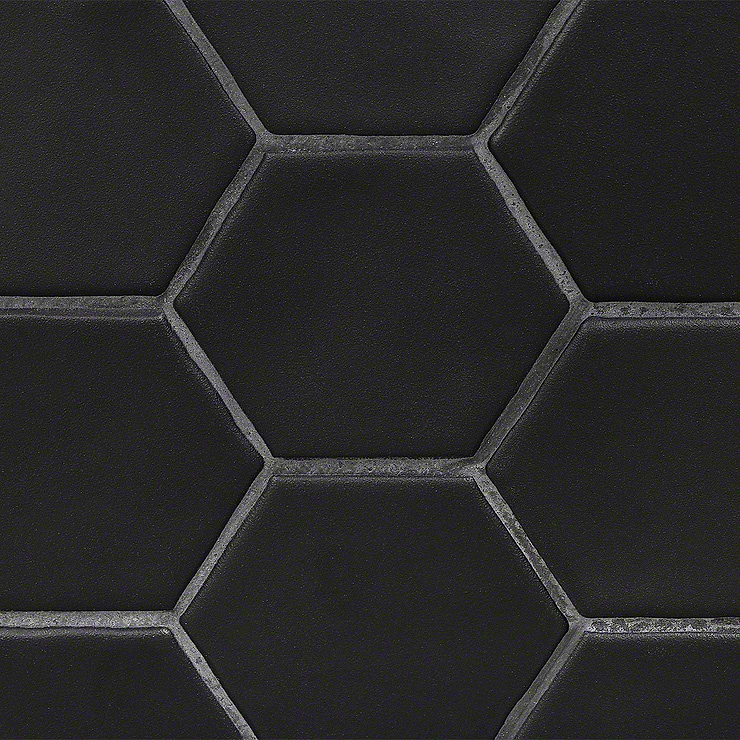 Meadowmere Black 3" Hexagon Matte Ceramic Tile