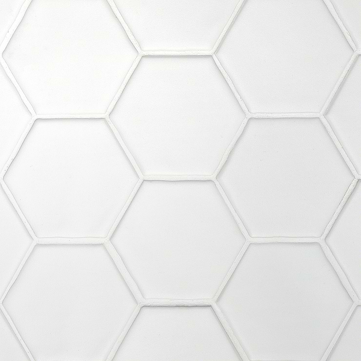 Meadowmere Cement White 3" Hexagon Matte Ceramic Tile