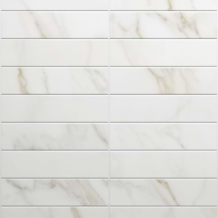 Amalfi Calacatta White 3x12 Polished Ceramic Tile