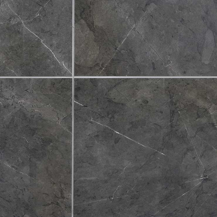 Marble Tech Amani Grey 12x24 Polished Marble Look Porcelain Tile 