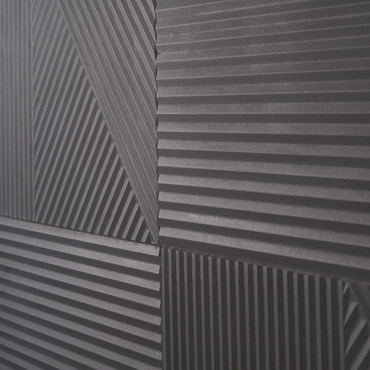 Renzo Grafite Black 3D Matte Porcelain 12x24 Tile