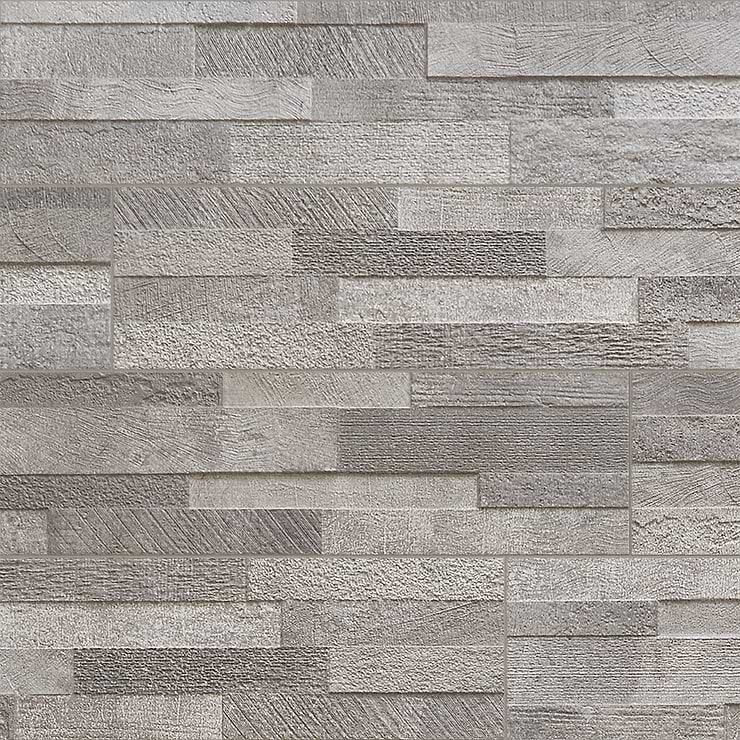 Lodge Stone 3D Gray 6x24 Textured Porcelain Wall Tile