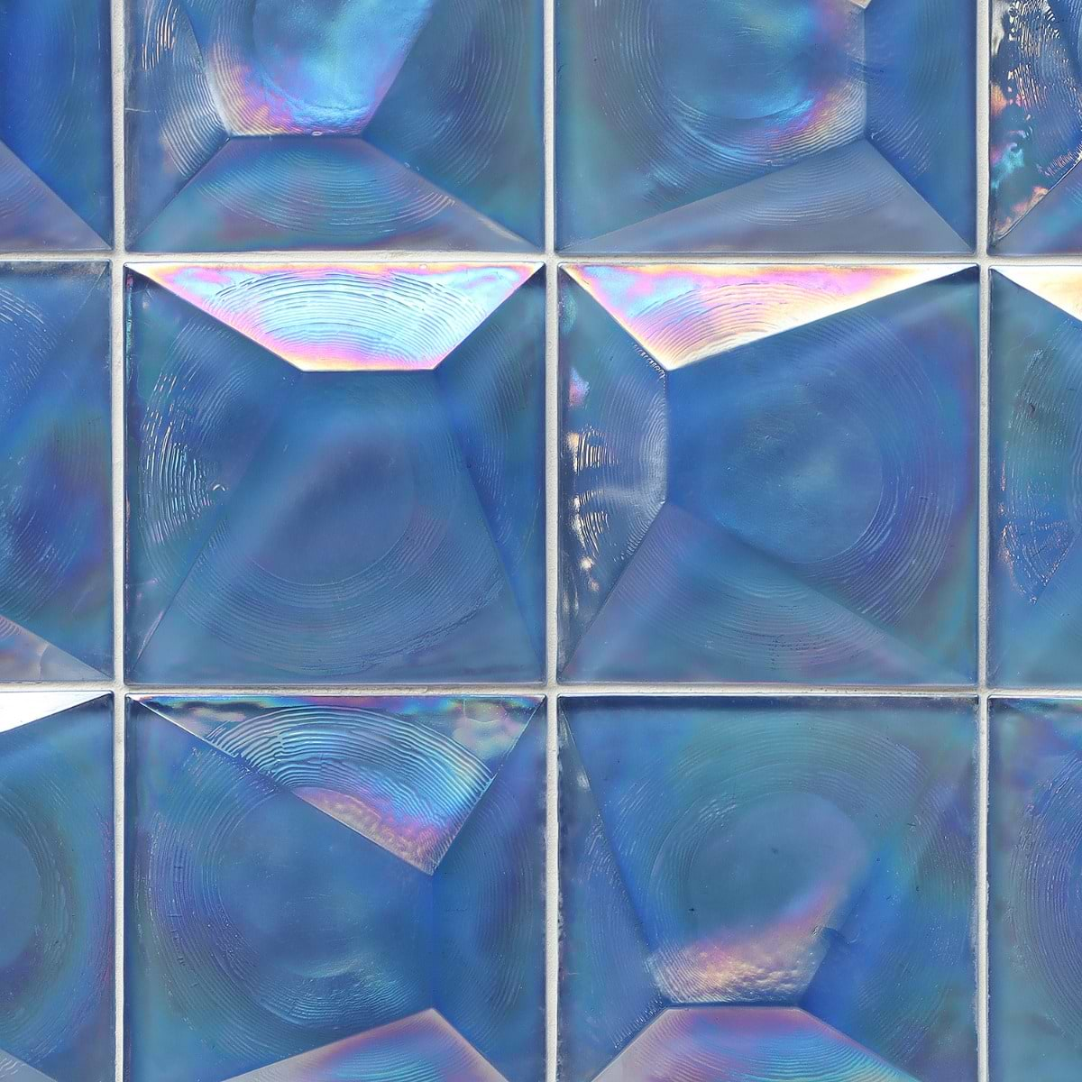 Opaline Blue Iridescent 6x6 3D Glossy Glass Tile