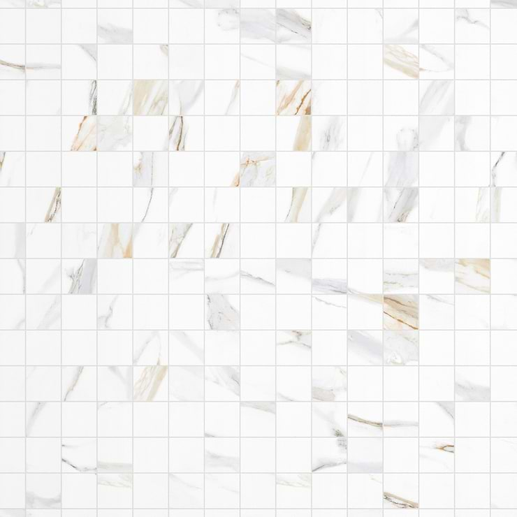 Minera Aurora Gold 2x2 Marble Look Matte Mosaic Tile