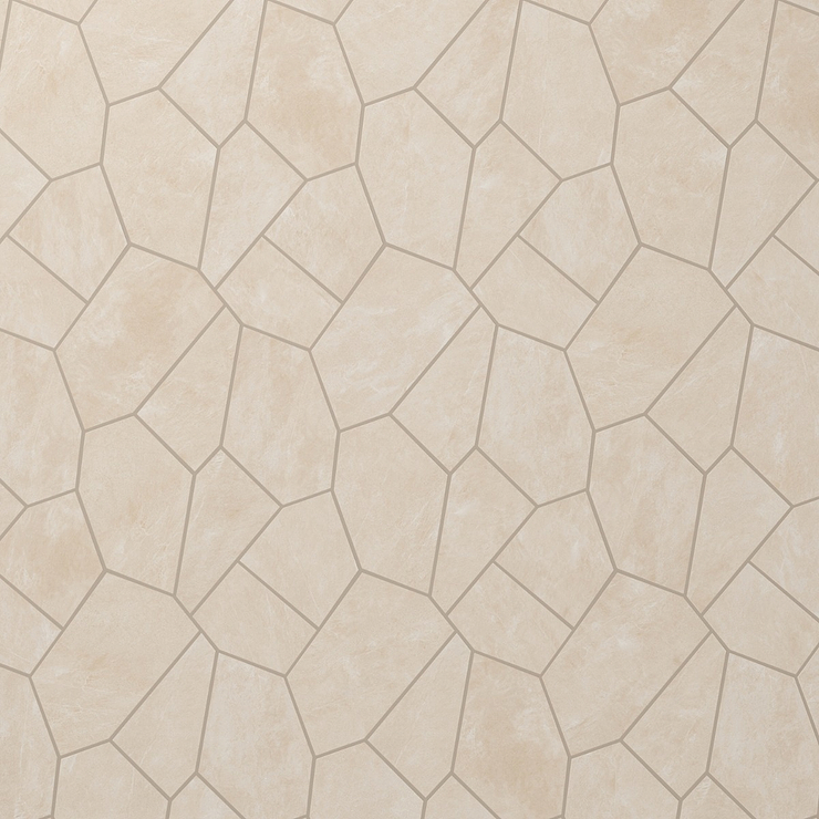 Era Crema Beige Organic Pattern Limestone Look Matte Porcelain Mosaic Tile