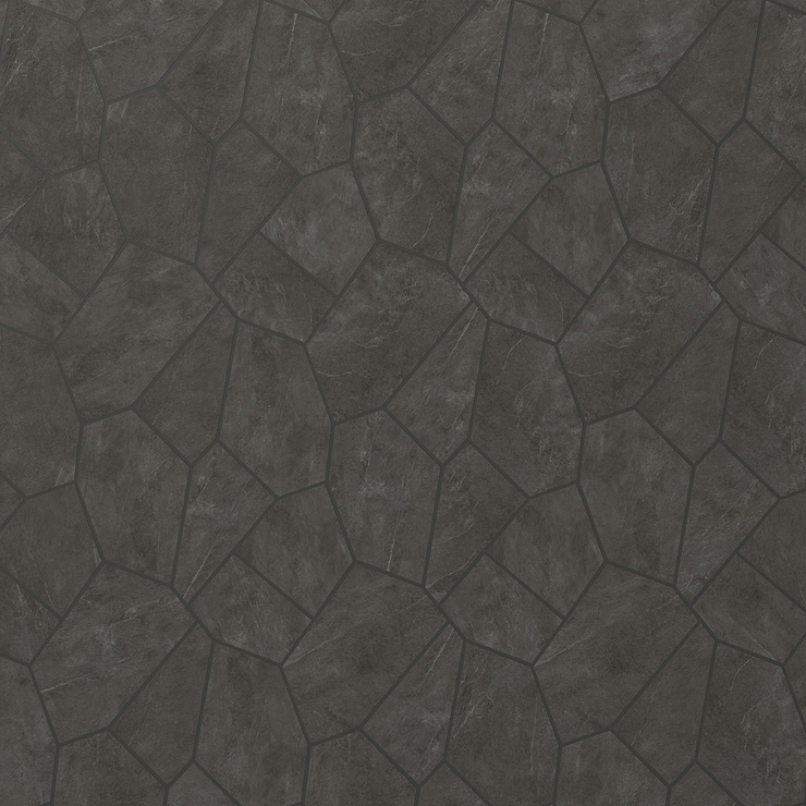 Era Charcoal Black Organic Pattern Limestone Look Matte Porcelain Mosaic Tile