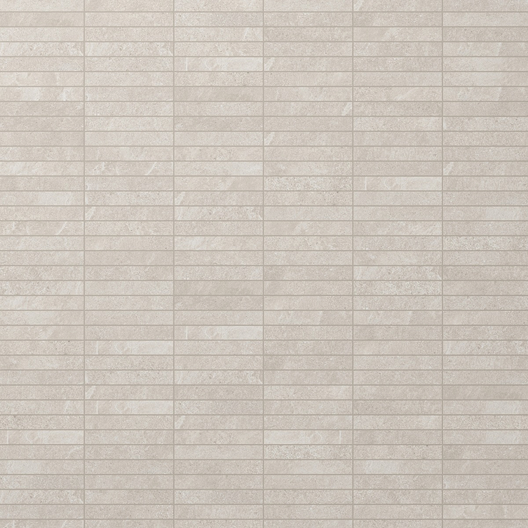 Era Linen White 1x6 Stacked Limestone Look Matte Porcelain Mosaic Tile