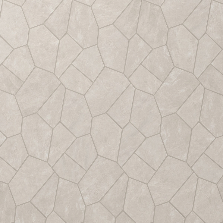 Era Linen White Organic Pattern Limestone Look Matte Porcelain Mosaic Tile