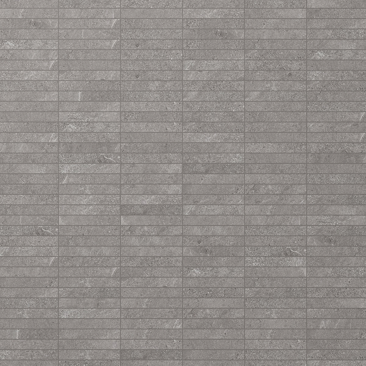 Era Slate Gray 1x6 Stacked Limestone Look Matte Porcelain Mosaic Tile