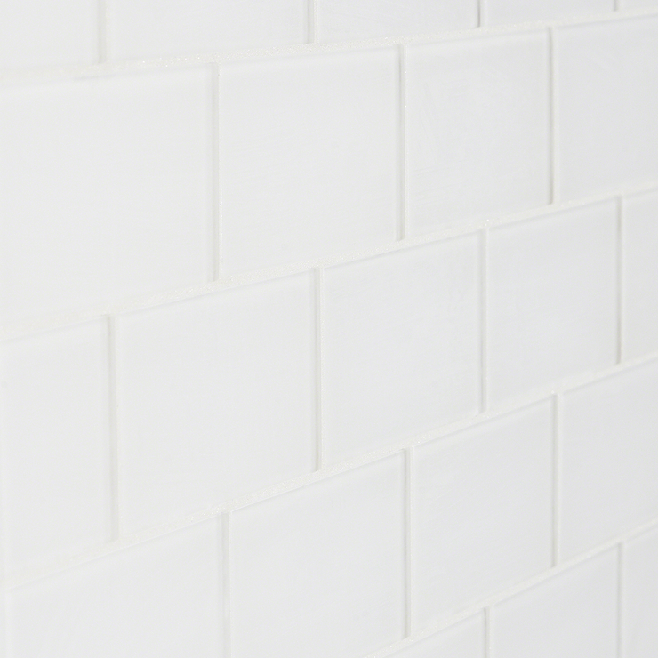 Loft Super White Frosted 3x6 Glass Subway Wall Tile