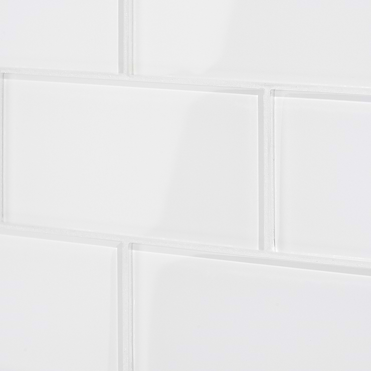 Loft Super White 3x6 Polished Glass Subway Wall Tile