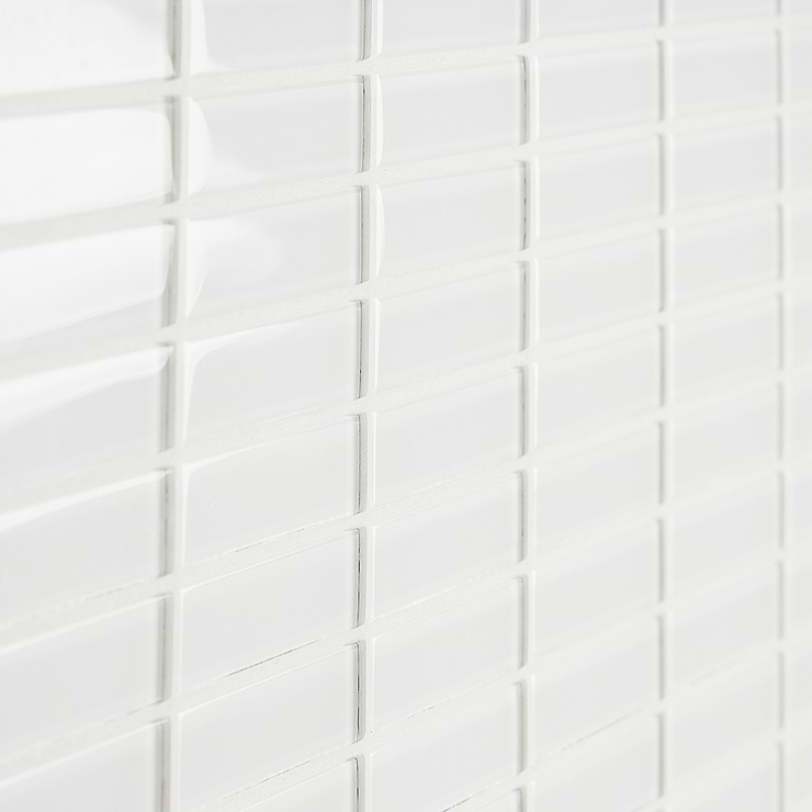 Loft Super White 1x4 Polished Glass Brick Mosaic Tile