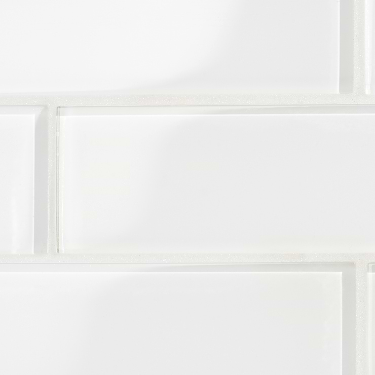 Loft Super White 2x8 Polished Glass Subway Wall Tile