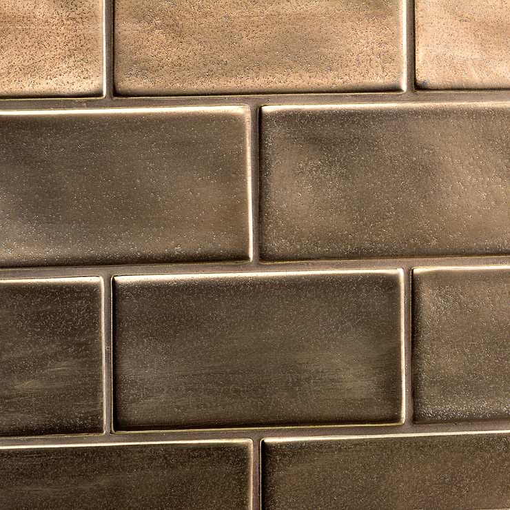 Nabi Subway Metallic Copper Brown 3x6 Matte Glass Tile