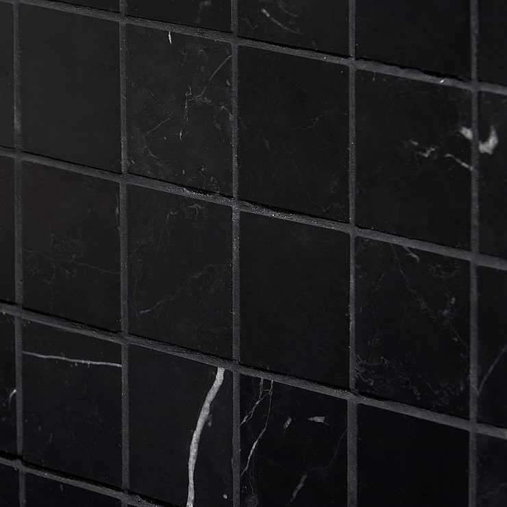 Nero Marquina 2x2 Honed Marble Mosaic Tile