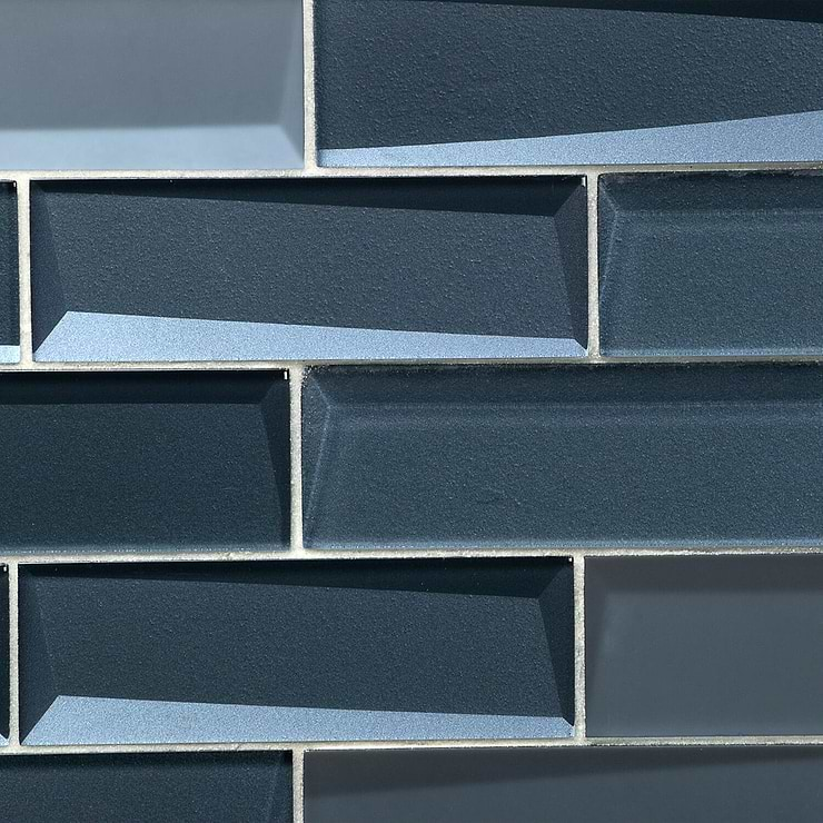 Remington Midnight Beveled Bricks Glass Mosaic Tile