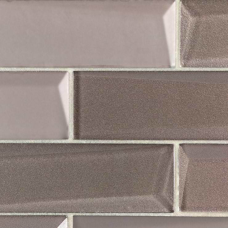 Remington Sepia Beveled Bricks Glass Mosaic Tile 