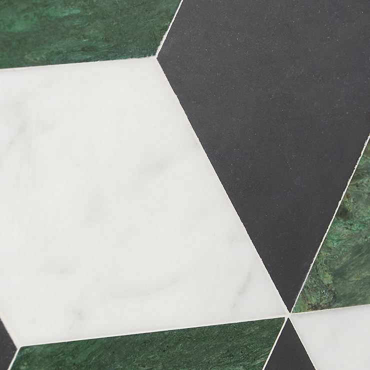 Havasar Verde Green 8x9 Polished Marble Mosaic Tile