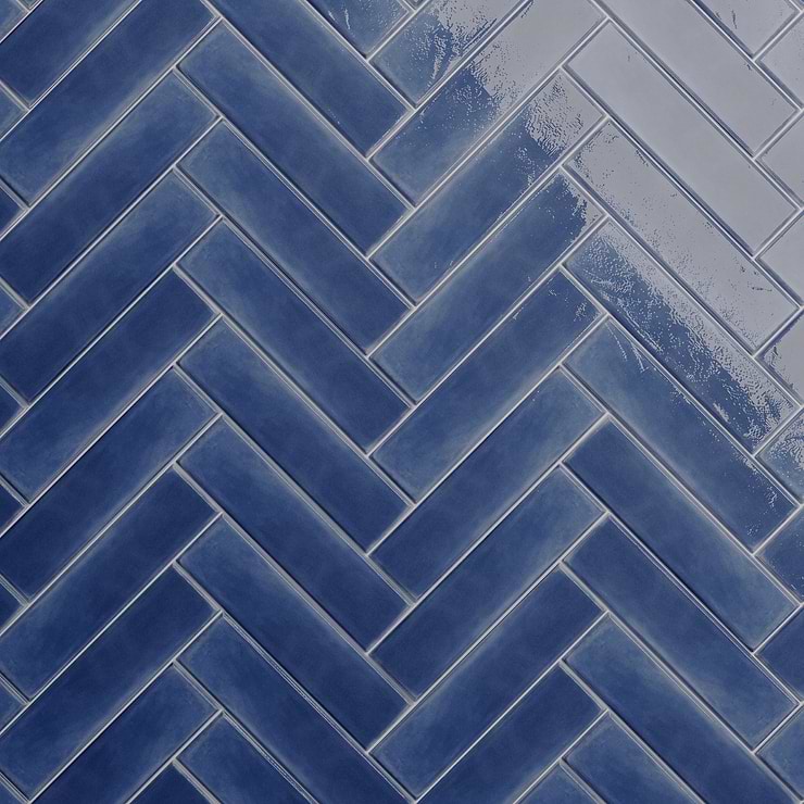 Stacy Garcia ArtBlock Denim Blue 4x16 Glossy Porcelain Tile