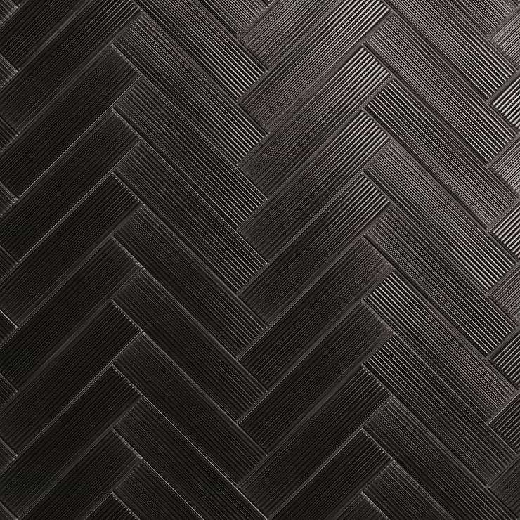 Stacy Garcia ArtBlock Nero Black 4x16 Fluted Glossy Porcelain Tile