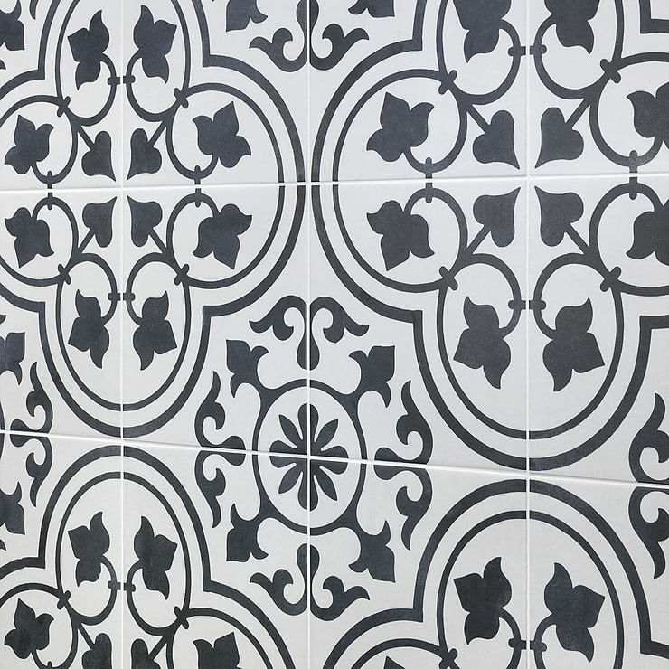 Cascais White Ornate 9x9 Matte Porcelain Tile