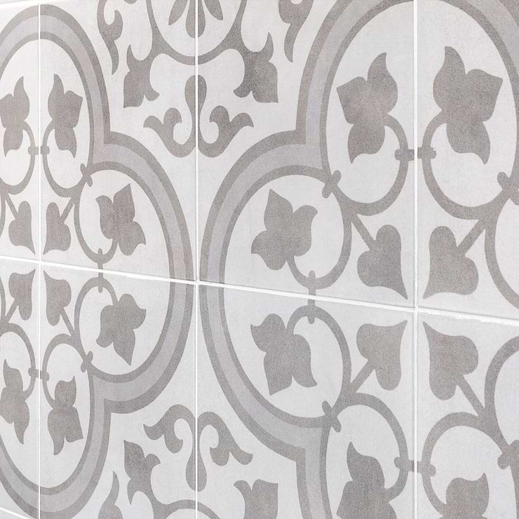 Cascais Silver Ornate 9x9 Matte Porcelain Tile