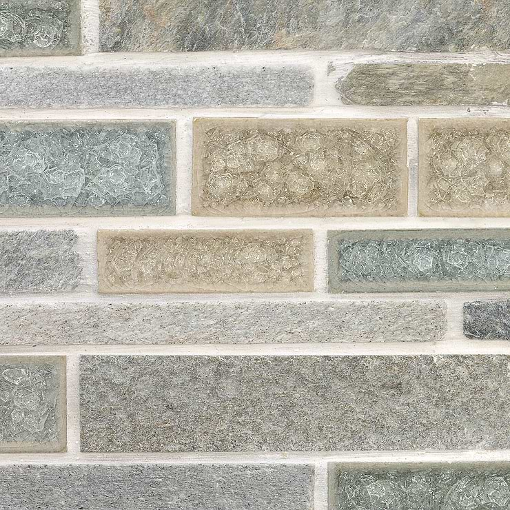 Shangri-La Green Quartz Random Brick Glass & Stone Tile