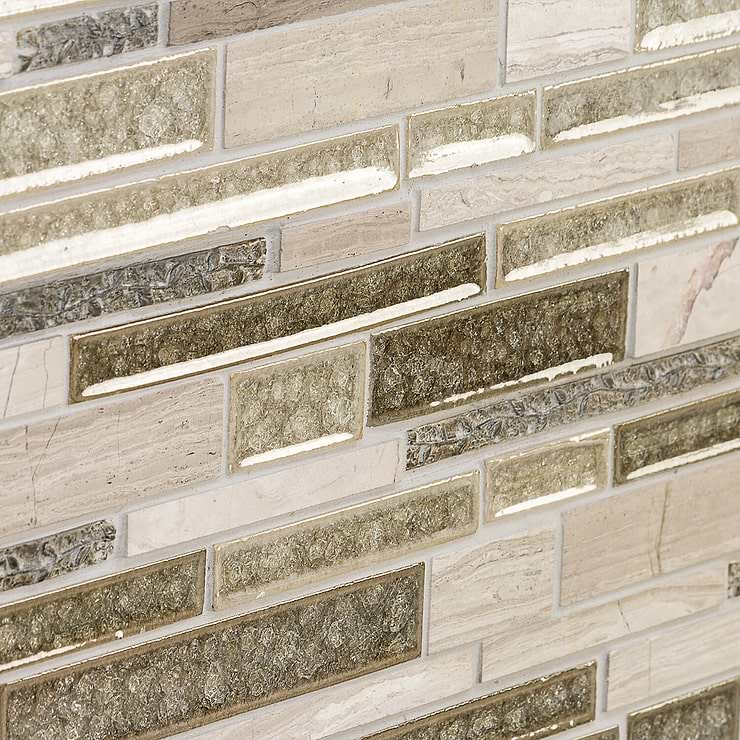 Shangri-La Wooden Beige Random Brick Glass & Stone Tile