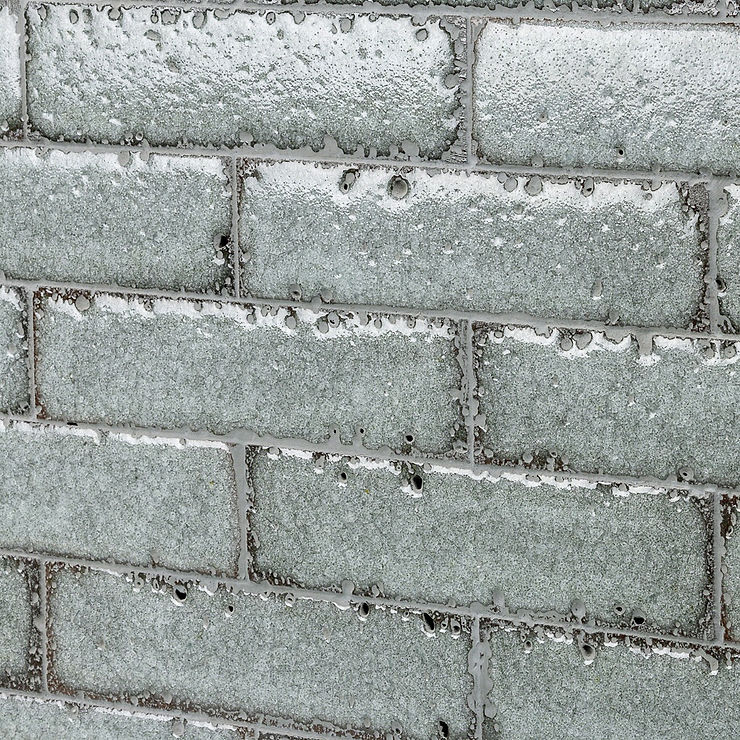 LavaArt Caspian Gray 3x12" Brick Look Crackled Glossy Lava Stone Subway Tile