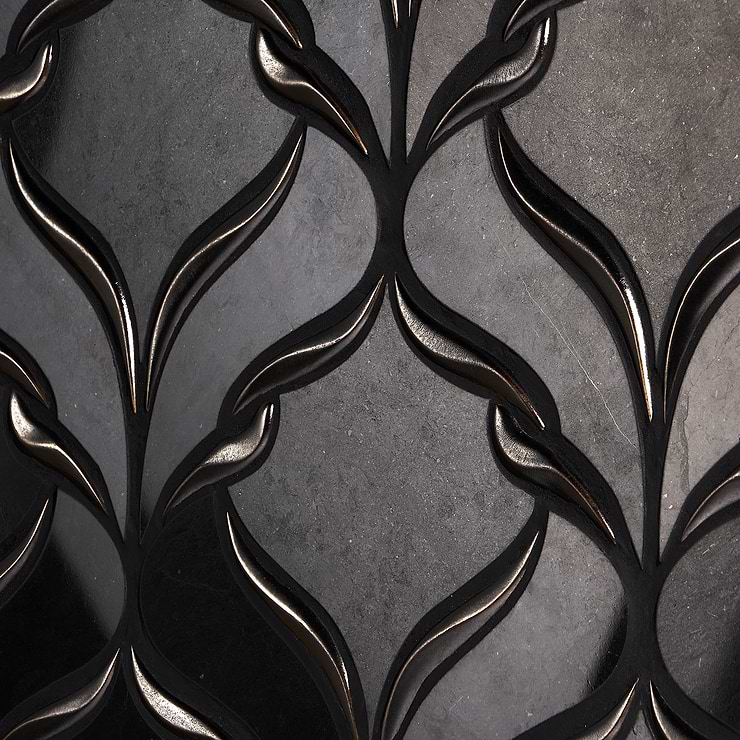 Valentina Black Jade Polished Marble Mosaic Tile