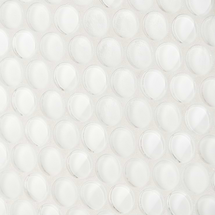 Loft Super White 3/4" Glass Penny Round Tile