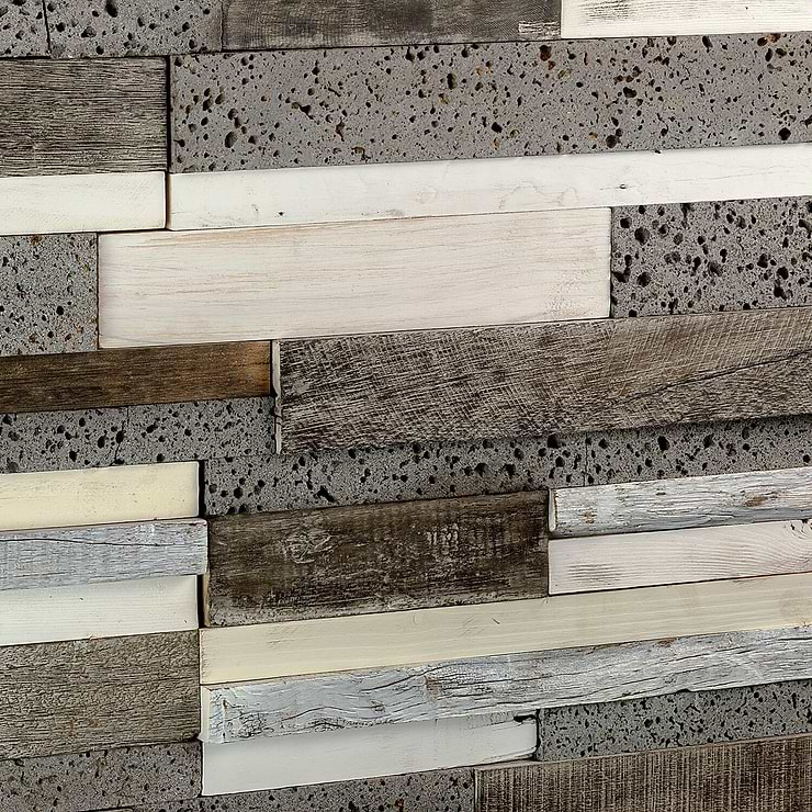 Driftwood Pale Moon Wood Mosaic Tile