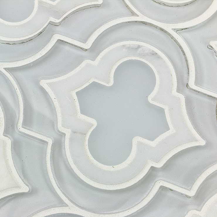 Kensington Super White Glass & Asian Statuary Marble Tile